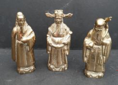 Antique Vintage Kitsch 3 Brass Oriental Figures each 4 inches tall. Part of a recent Estate