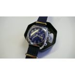 Pasquale Bruni Stainless Steel, nato and Original Blue Leather Strap