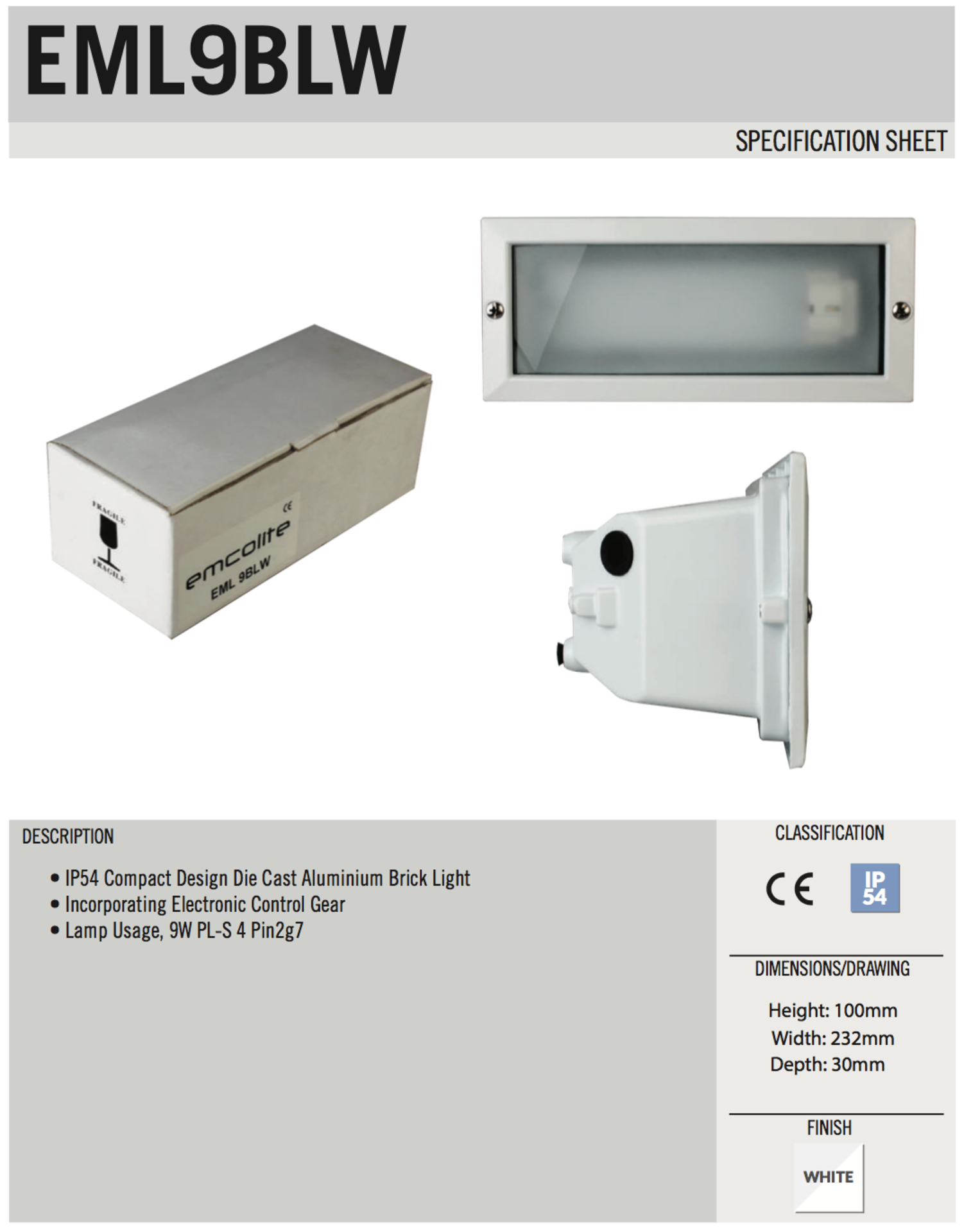 IP54 Compact Design Die Cast Aluminium Brick Light - Image 5 of 5