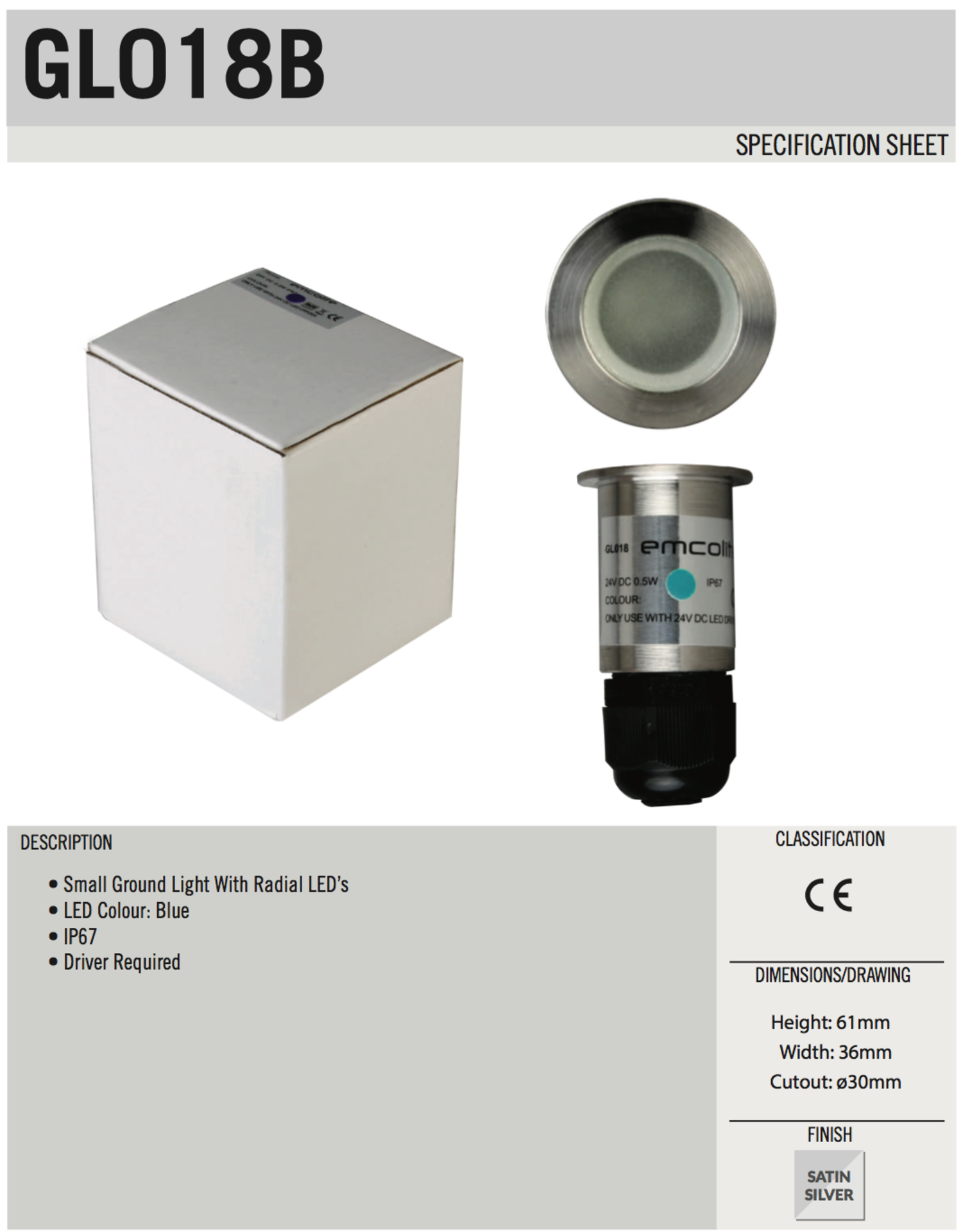 IP67 Groundlight 4 Radial LED Blue - Image 4 of 4