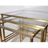 French Glass Top Brass Nest of Tables