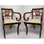 Pair of Mahogany Regency Style Lyre Back Elbow Chairs c.1910