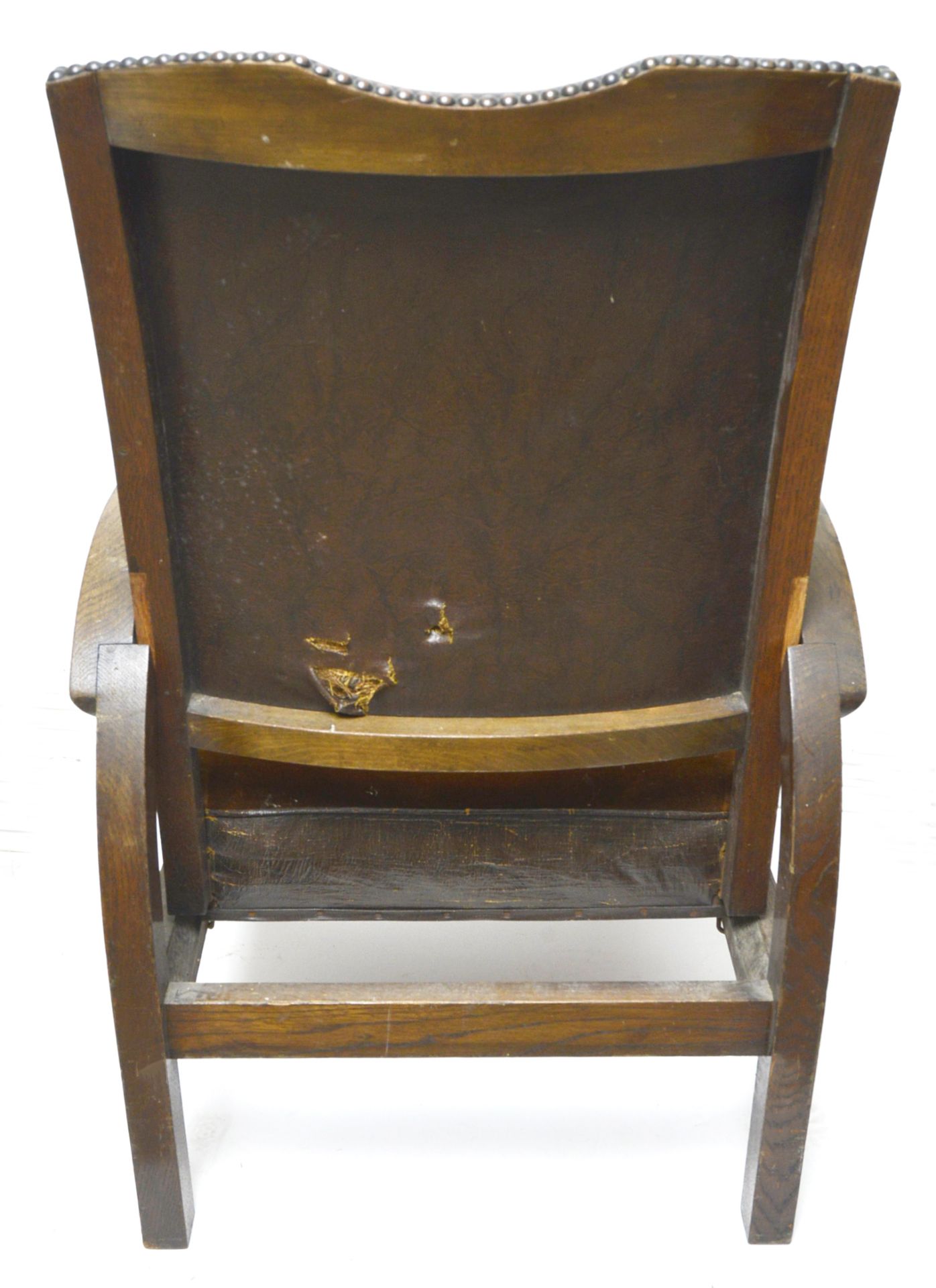 Arts and crafts 1930's quarter sawn Oak reclining Morris/Mission chair. - Image 2 of 4