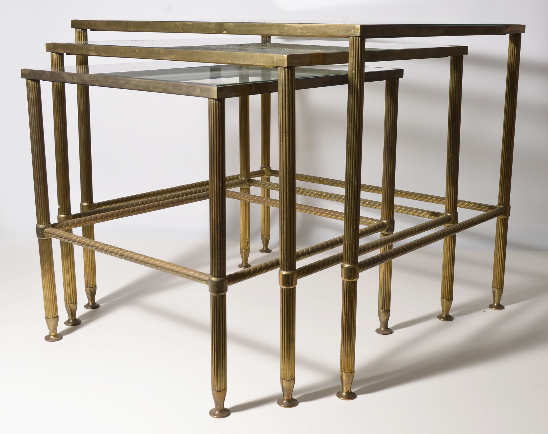 French Glass Top Brass Nest of Tables - Image 2 of 2