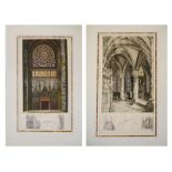 Rare French Hand Coloured Signed Etchings by Charles Maurice on Woven Cloth