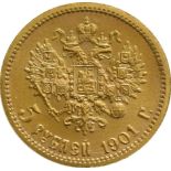 Russia, Nicholas II, gold 5-Roubles, 1901