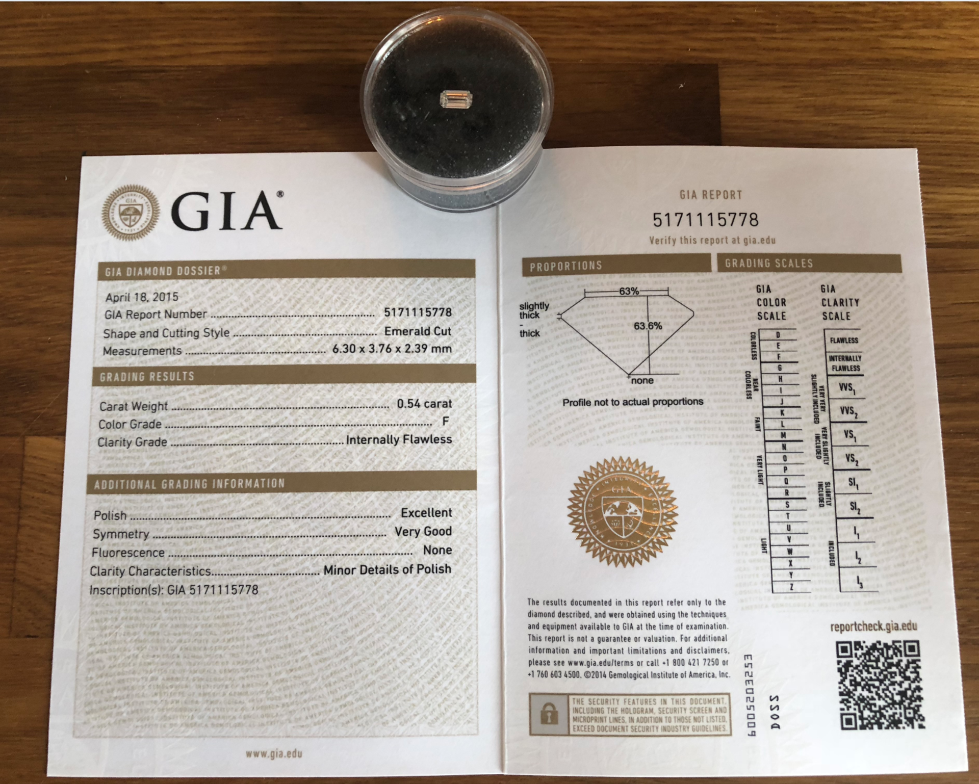 0.54 Carat GIA Certified, Natural IF Diamond