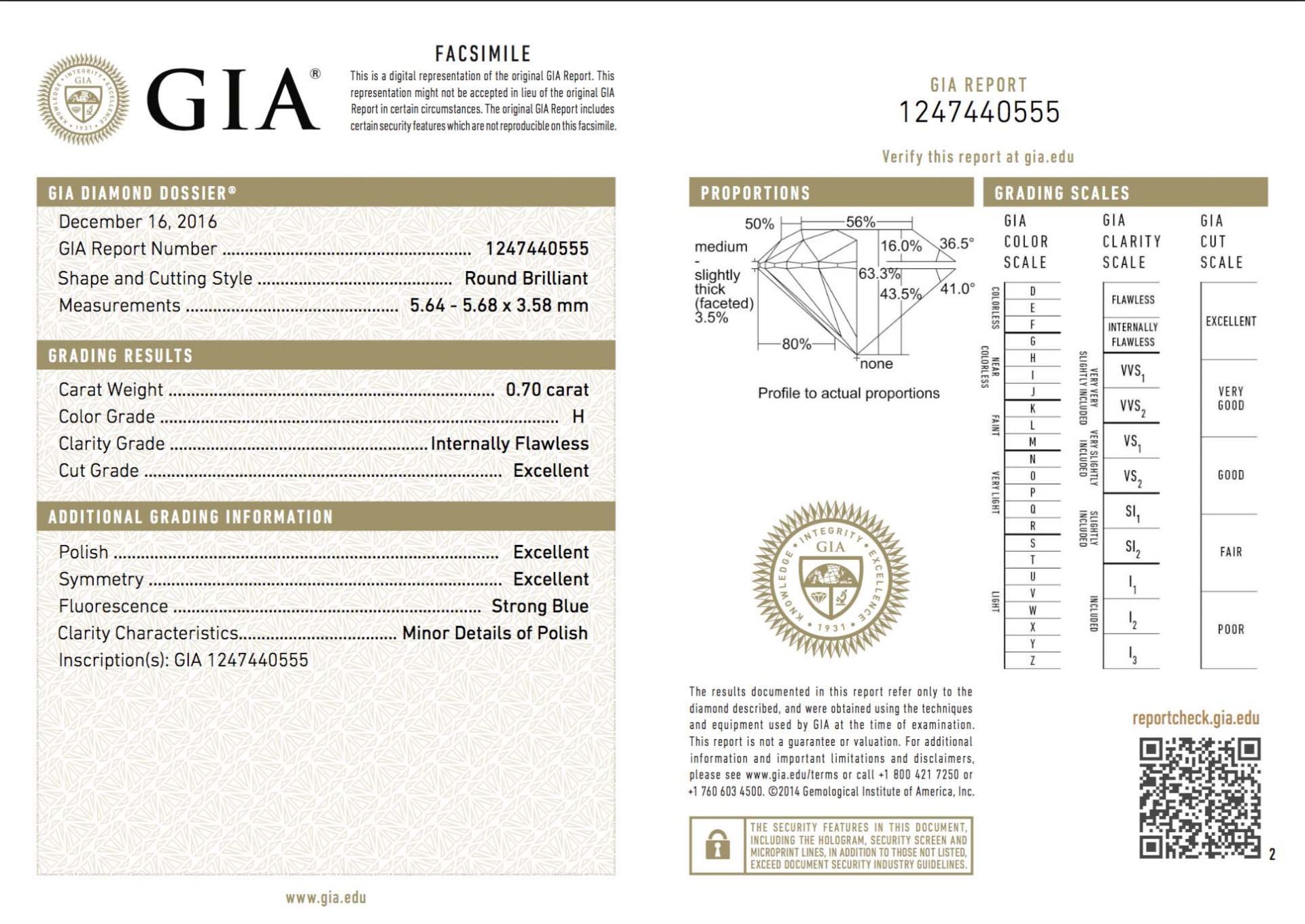 0.70 Carat, GIA Certified, Natural IF Diamond - Image 3 of 3