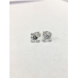 1.20ct diamond solitaire earrings set in 18ct white gold. 2 x brilliant cut diamonds, 0.60ct (