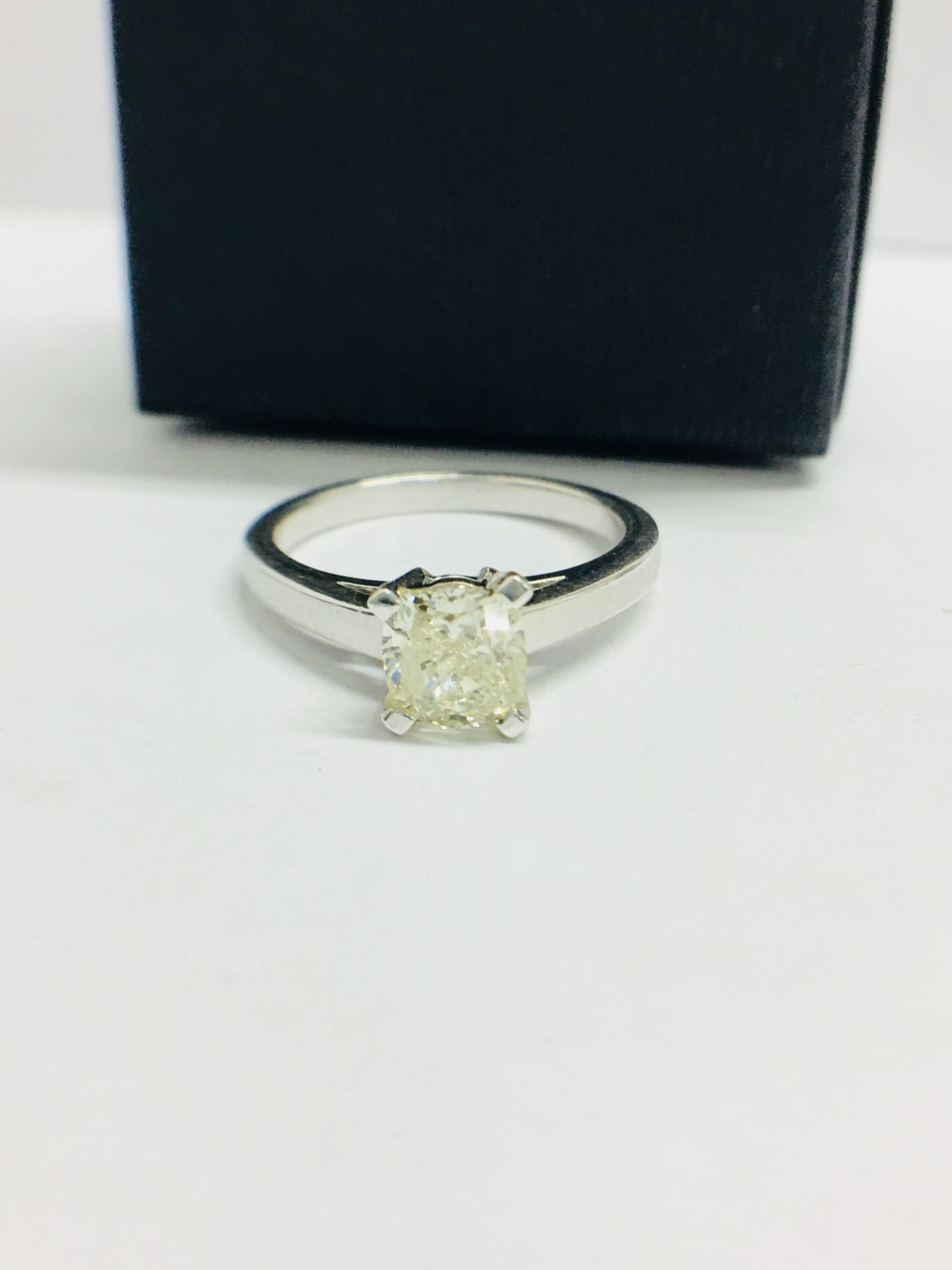 1.00ct diamond solitaire ring with a Cushion cut diamond. J colour and I1 clarity enhanced stone.