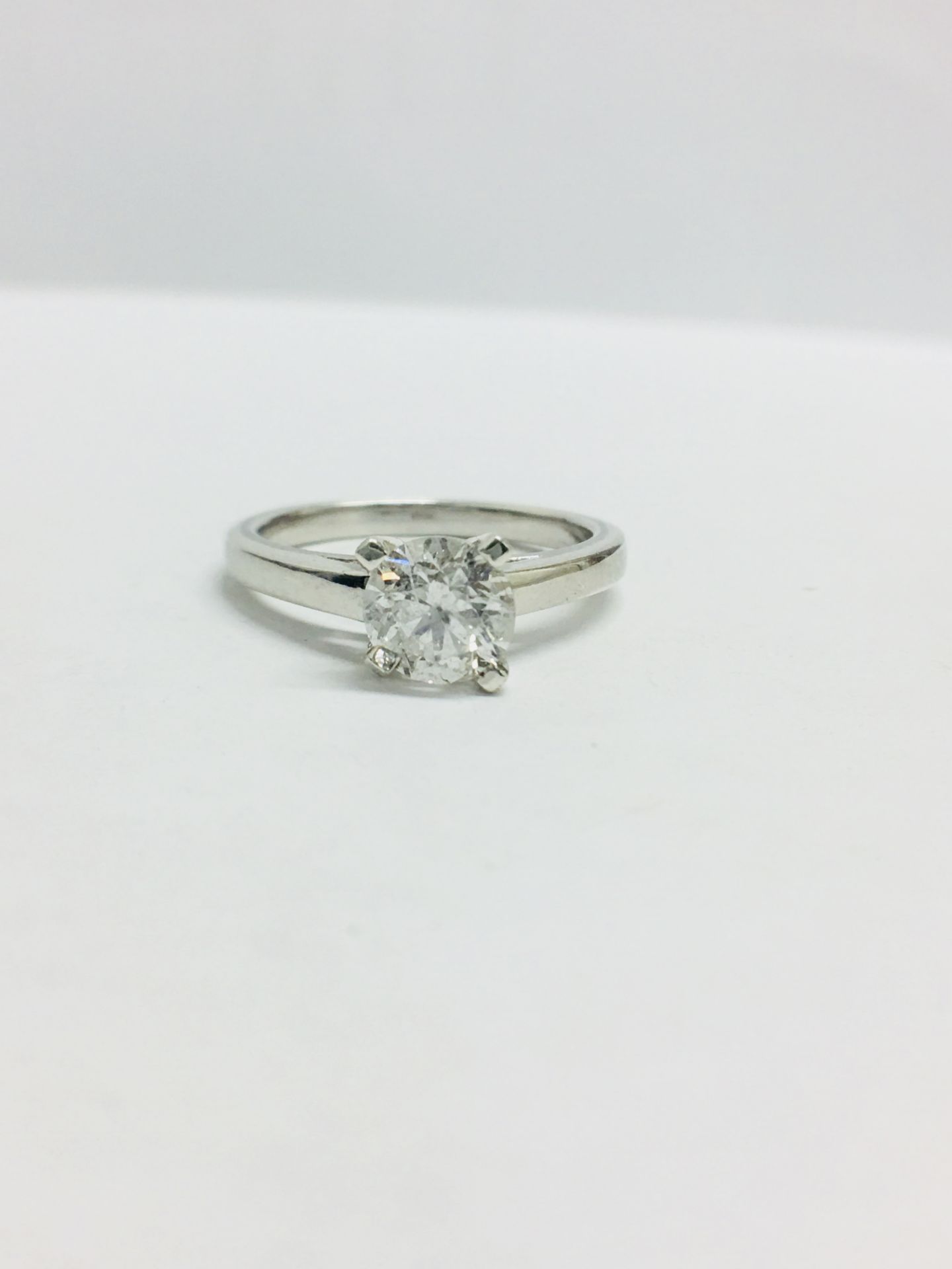 1.03ct diamond solitaire ring set in platinum. Brilliant cut diamond, H colour and I1-2 clarity. 6