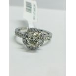 Platinum Art Deco style Ring,1.30ct total diamond weight,0.90ct centre diamond bRilliant cut,K