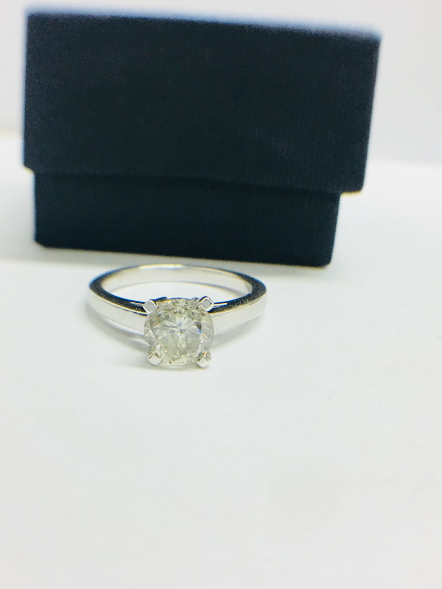 1.23ct diamond solitaire ring with a brilliant cut diamond. J colour and i1 clarity. Set in platinum