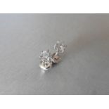 1.00ct diamond solitaire earrings set in 18ct white gold. 2 x brilliant cut diamonds, 0.50ct (
