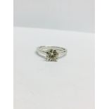 1.02ct diamond solitaire ring set in 18ct gold. Brilliant cut diamond Natural Fancy cognac colour