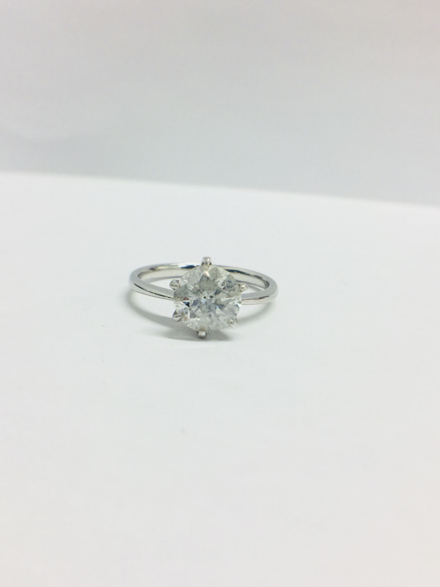 1.73ct diamond solitaire ring set in platinum. I colour and I1 clarity. 4 claw setting. Ring size M.