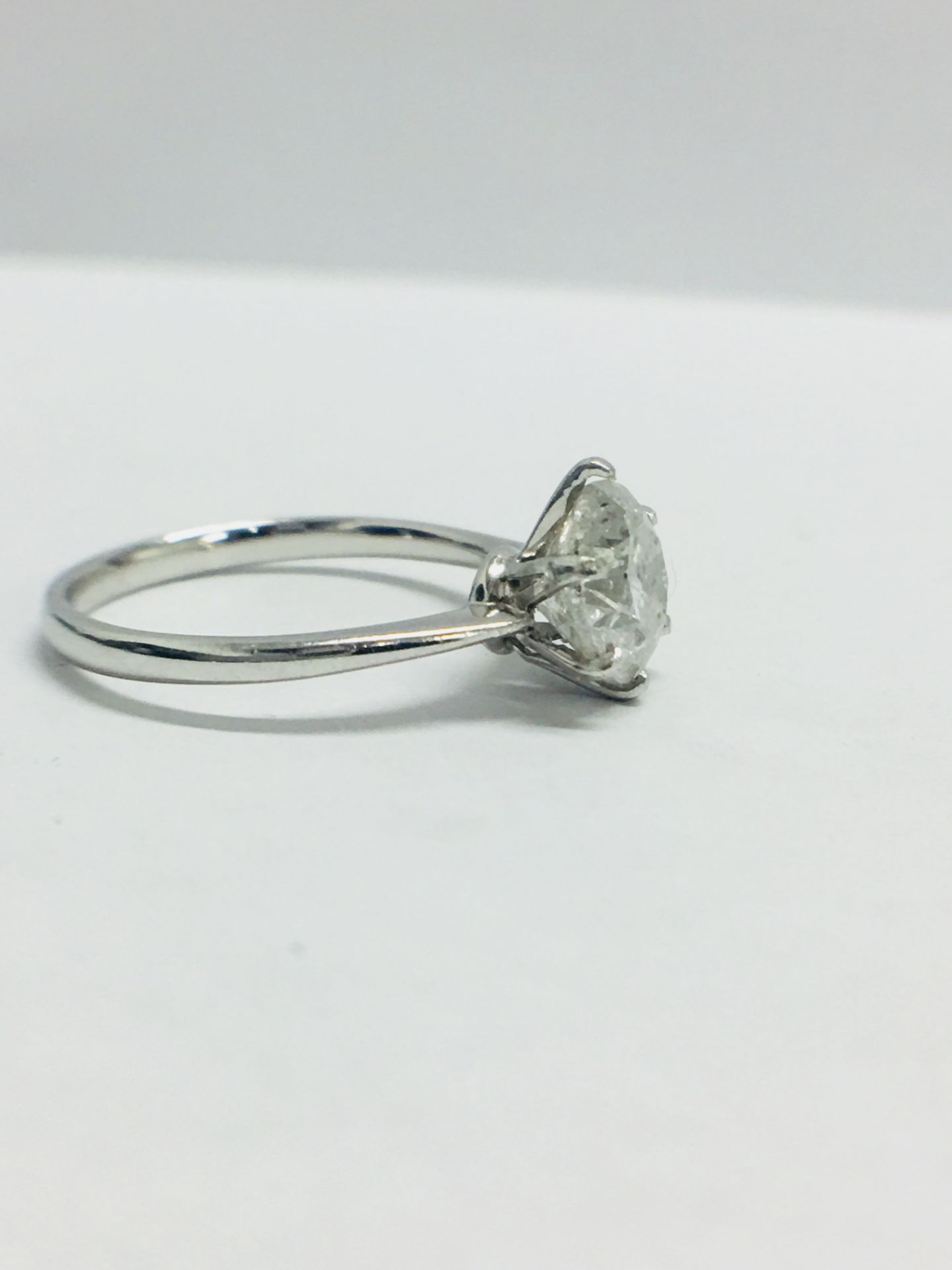 1.73ct diamond solitaire ring set in platinum. I colour and I1 clarity. 4 claw setting. Ring size M. - Image 5 of 6