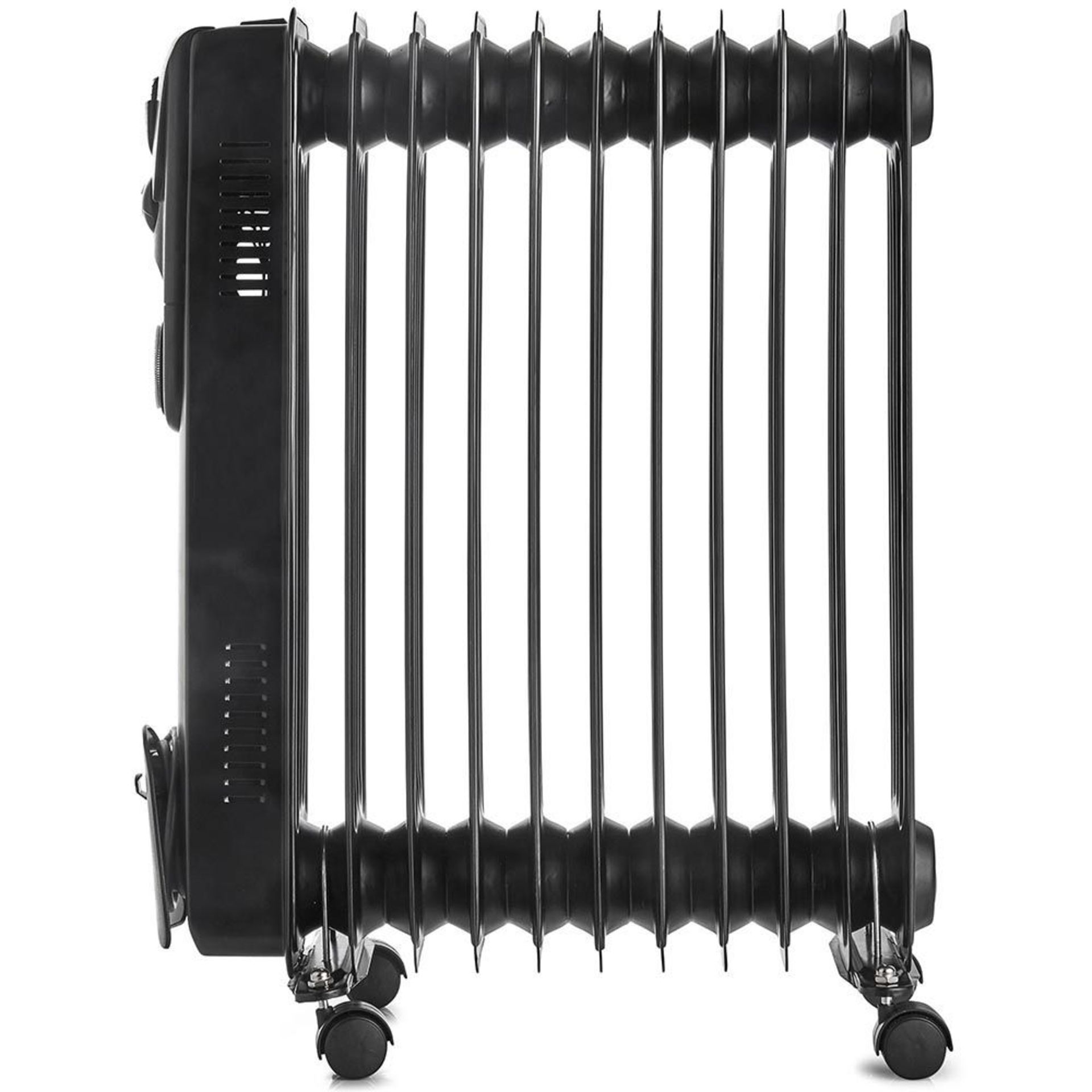 11 Fin 2500W Oil Filled Radiator - Black 2500W radiator with 11 oil-filled fins for heating mid to - Image 4 of 4