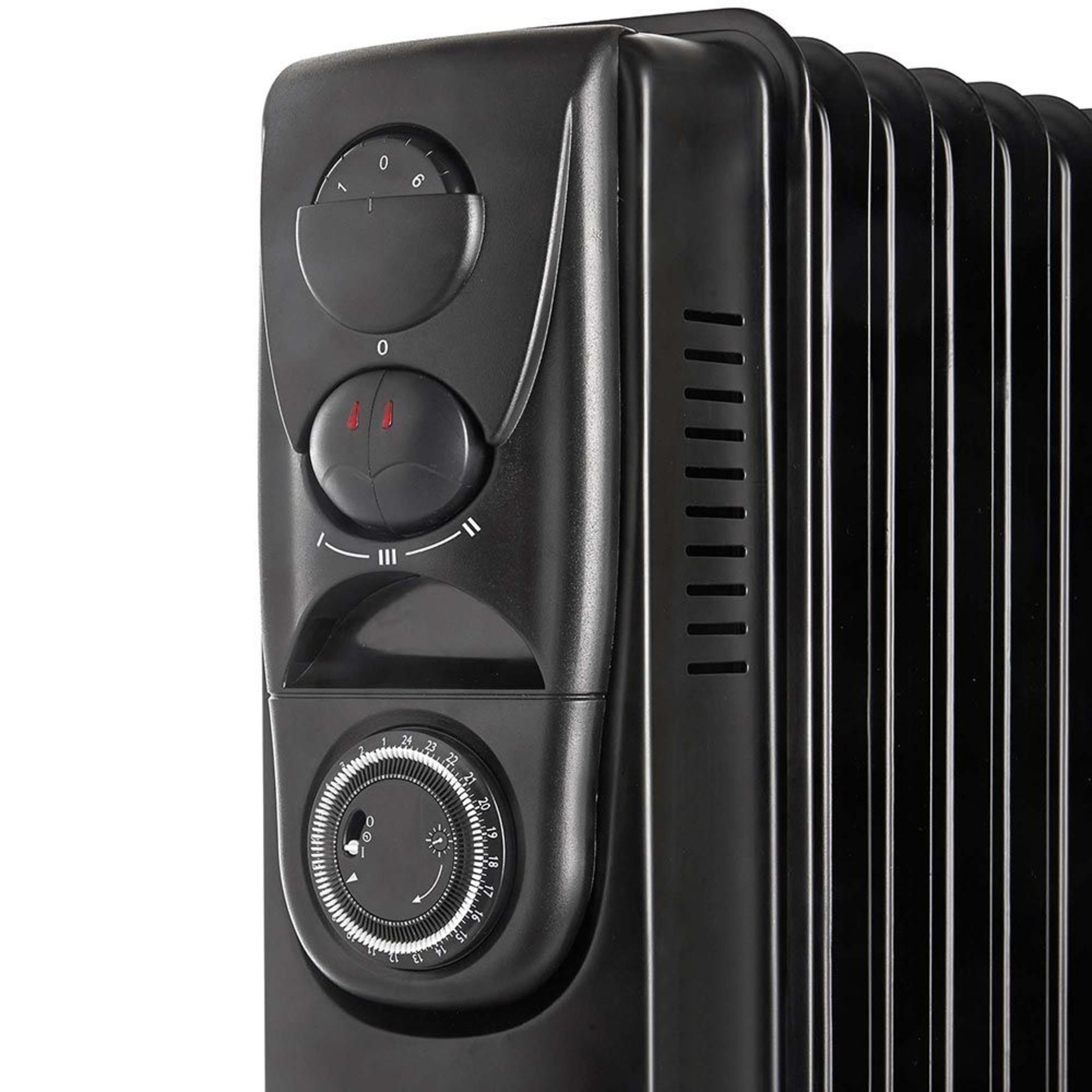 11 Fin 2500W Oil Filled Radiator - Black 2500W radiator with 11 oil-filled fins for heating mid to - Image 3 of 4