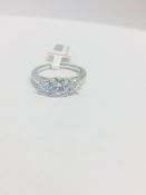 Platinum Diamond three stone ring,1ct in three diamonds,0.50ct Centre h Coloured si clarity,2x0.25ct