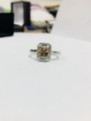 Platinum Cognac diamond cluster ring,1ct Cognac natural untreated diamond i2 clarity,0.11ct g colour