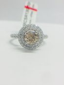 PLatinum Double Halo style 1.40ct Modern style Ring,0.70ct Centre Diamond,H colour,si3 clarity,0.