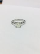 Platinum diamond solitaire ring,1.02ct Cushion cut diamond,J colour i1 clarity,Platinum setting 3.