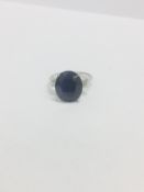 Platinum Sapphire Diamond three stone ring,16mmx 14mm 13ct natural Sapphire ,0.50ct natural