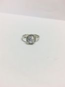 Platinum Diamond Art Deco style engagement solitaire ring,0.50ct brilliant cut natural diamond