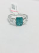 Platinum Emerald diamond three stone ring,platinum Weight:4.30g,uk size L,uk hallmark 950 Stone