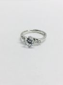 Platinum diamond solitaire ring with diamond set shoulders,0.50ct H si clarity diamond natural