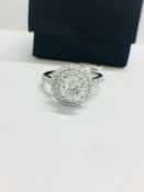 PLatinum Double Halo style 1.70ct Modern style Ring,1ct Centre Diamond,H colour,si3 clarity,0.70ct