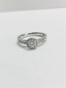 18ct white gold Halo style solitaire ring,0.50ct natural diamond,0.28ct H Colour S1 diamonds