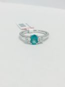 Platinum diamond Emerald three stone ring,platinum Weight:4.60g,uk size L,uk hallmark 950 London