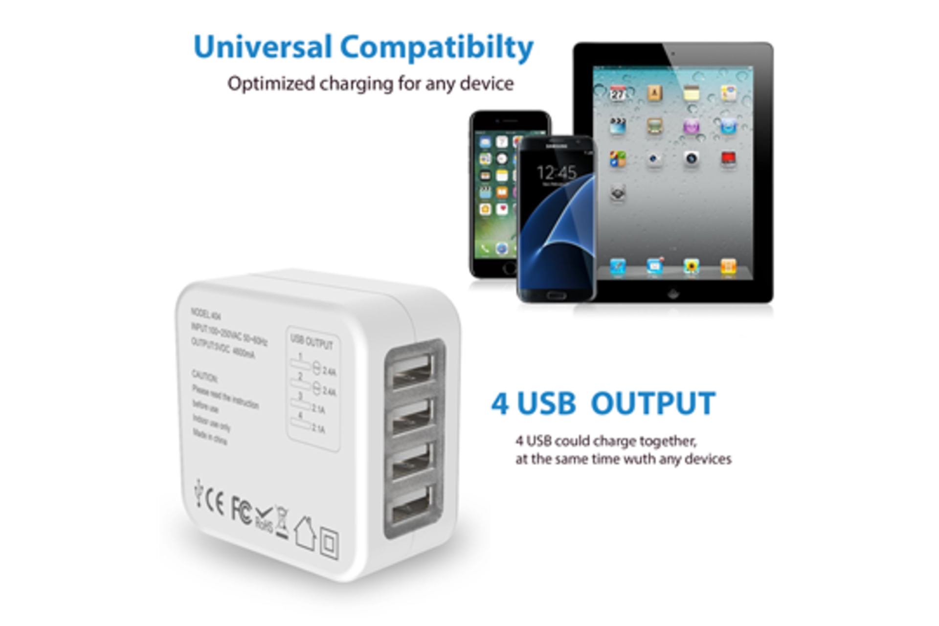 50x Quadapter - The Worldwide Universal Travel Adapter! 4 Usb Ports - Image 2 of 12