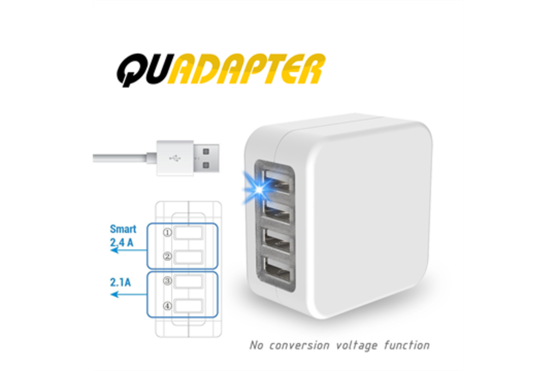 50x Quadapter - The Worldwide Universal Travel Adapter! 4 USB Ports - Image 2 of 12