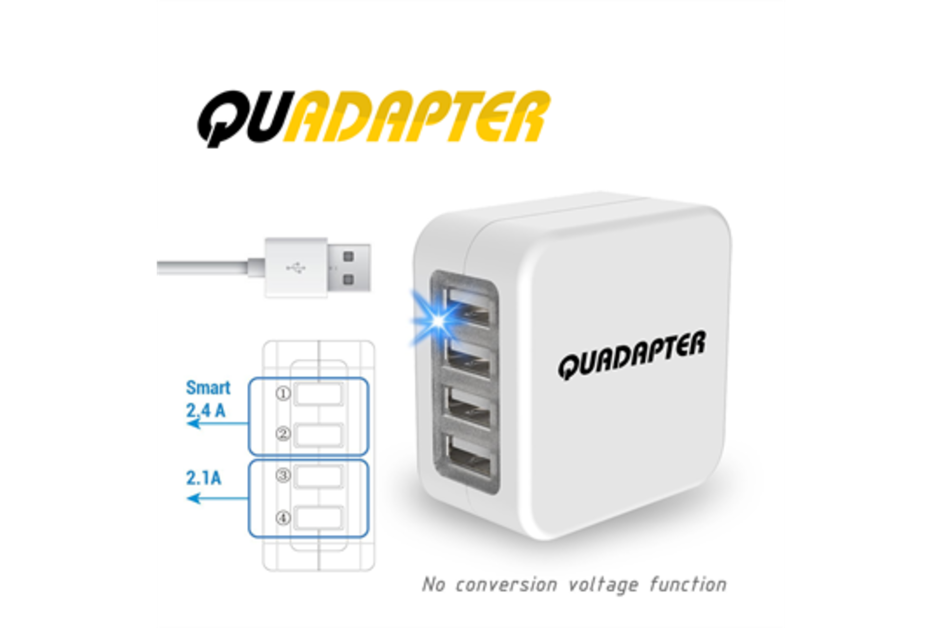 50x Quadapter - The Worldwide Universal Travel Adapter! 4 Usb Ports - Image 11 of 12