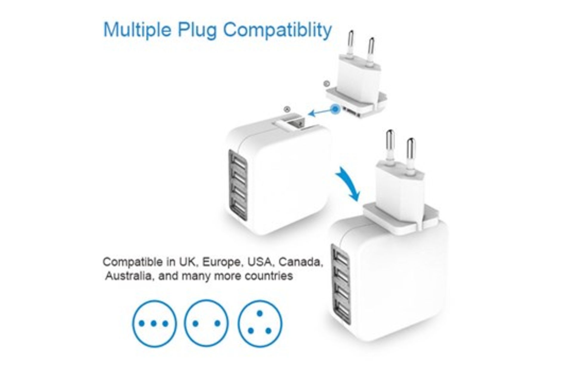 50x Quadapter - The Worldwide Universal Travel Adapter! 4 Usb Ports - Image 8 of 12