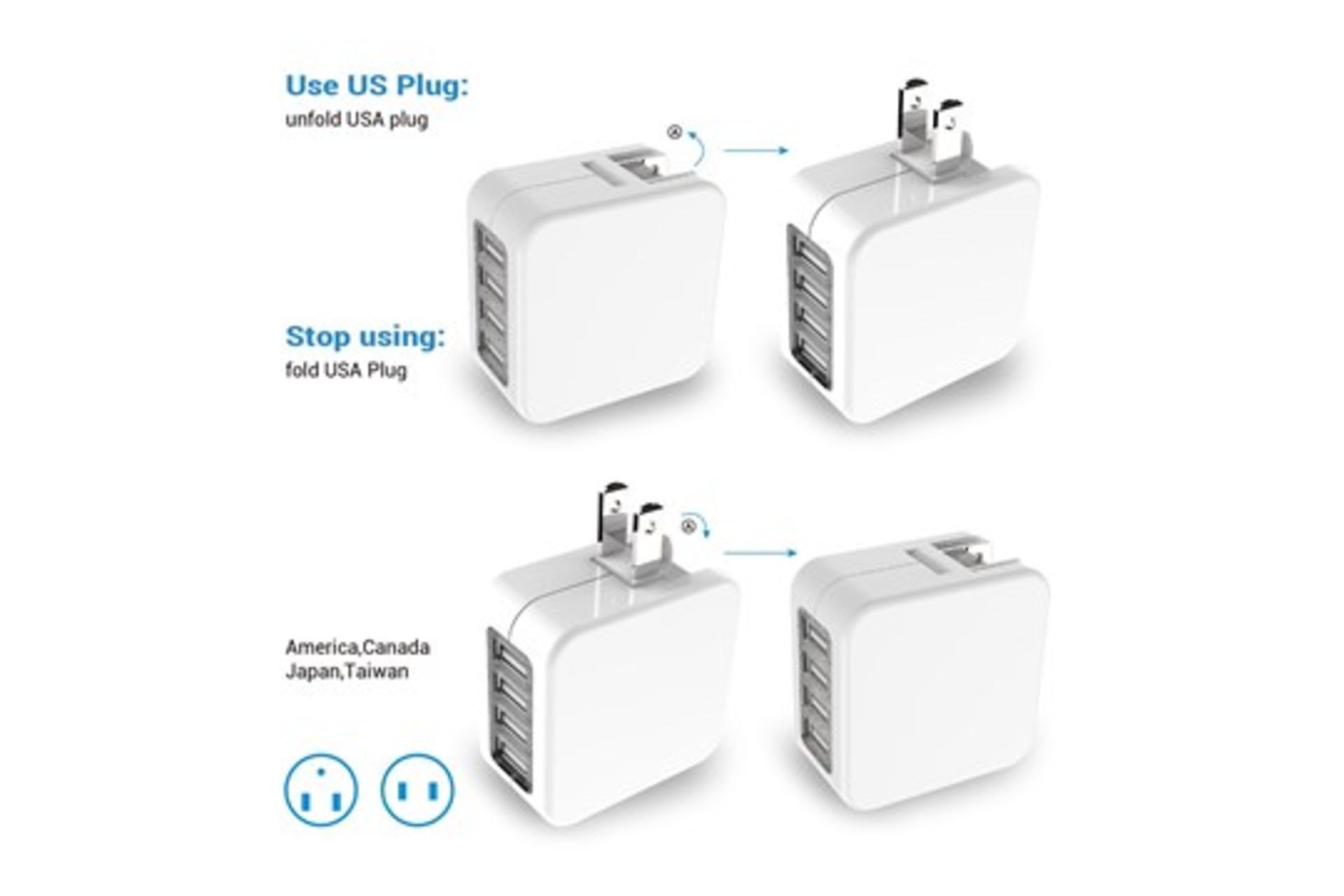 50x Quadapter - The Worldwide Universal Travel Adapter! 4 Usb Ports - Image 4 of 12