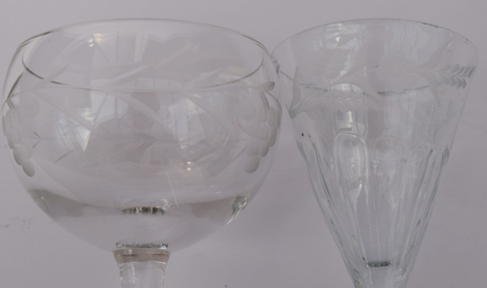 2 Victorian Engraved Wine Glasses - Image 6 of 6