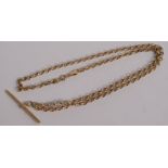 Lady's 9ct Gold Albertina Chain And T Bar