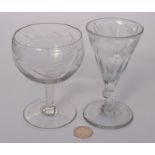 2 Victorian Engraved Wine Glasses
