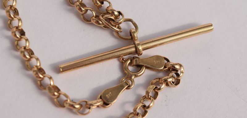 Lady's 9ct Gold Albertina Chain And T Bar - Image 2 of 3