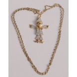 Lady's 9ct Gold And Diamond Articulated Clown Pendant And Chain