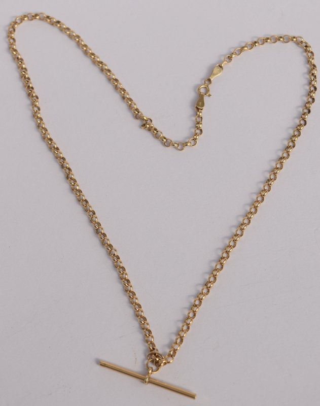 Lady's 9ct Gold Albertina Chain And T Bar - Image 3 of 3