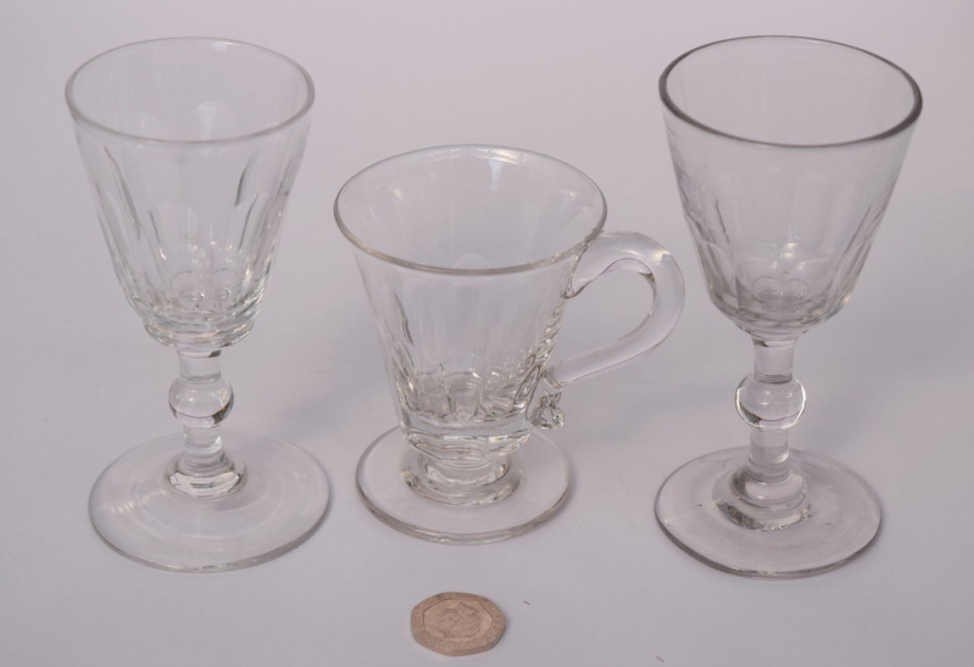 3 Victorian Wine Glasses