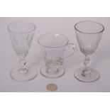 3 Victorian Wine Glasses