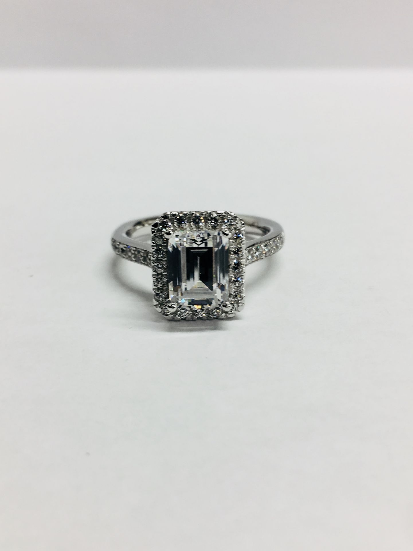 1.2ct diamond solitaire ring set with an emerald cut diamond, H colour and S1 clarity. Set in a - Image 2 of 8