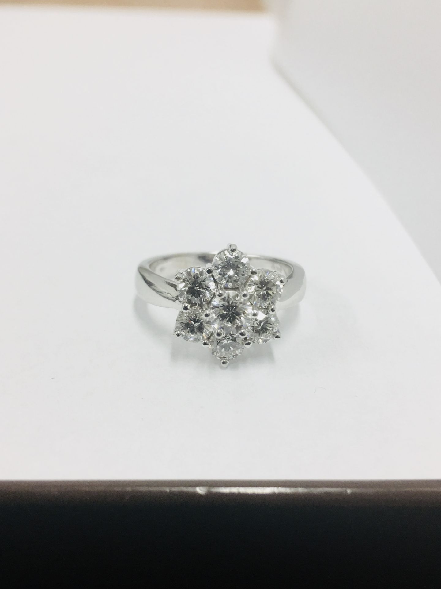 3.50ct diamond cluster style dress ring. 7 Brilliant cut diamonds, I colour and vs clarity. Claw - Image 2 of 4