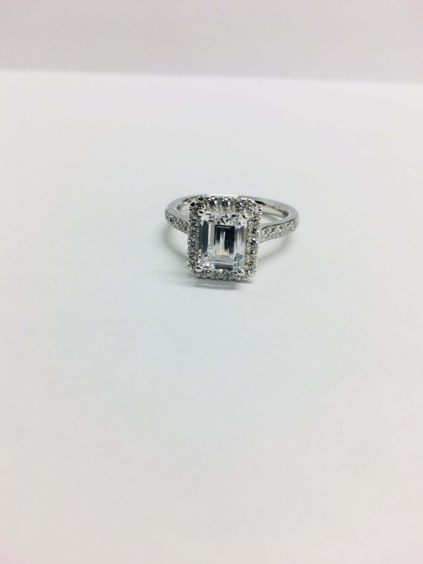 1.2ct diamond solitaire ring set with an emerald cut diamond, H colour and S1 clarity. Set in a - Image 8 of 8